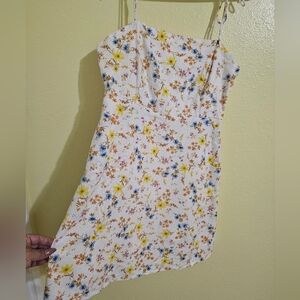 Old Navy White Floral Asymmetrical Sundress with Yellow & Blue Flowers